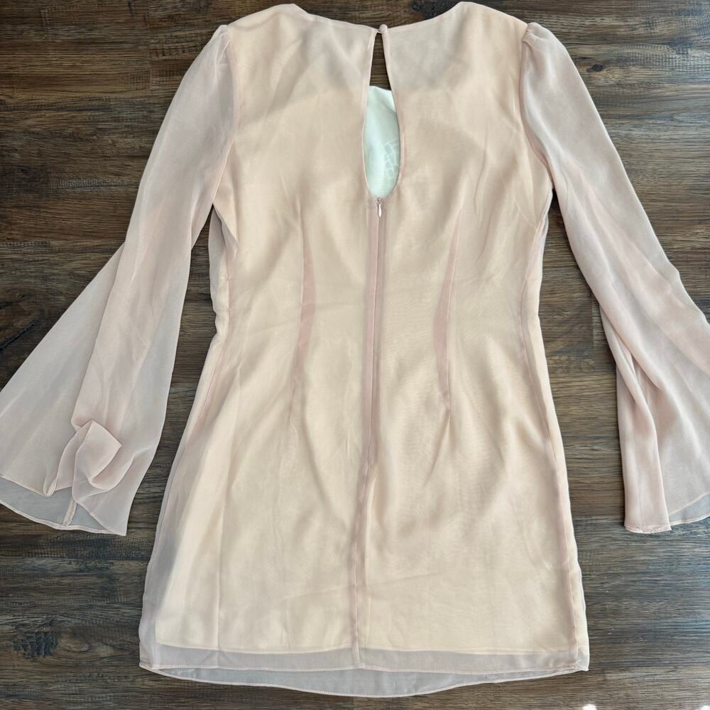Ark & Co. Anthropologie peach blush embroidered dress tunic sheer bell sleeve - Picture 2 of 15